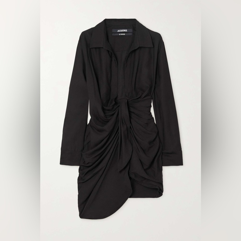 JACQUEMUS Bahia draped knotted voile mini dress